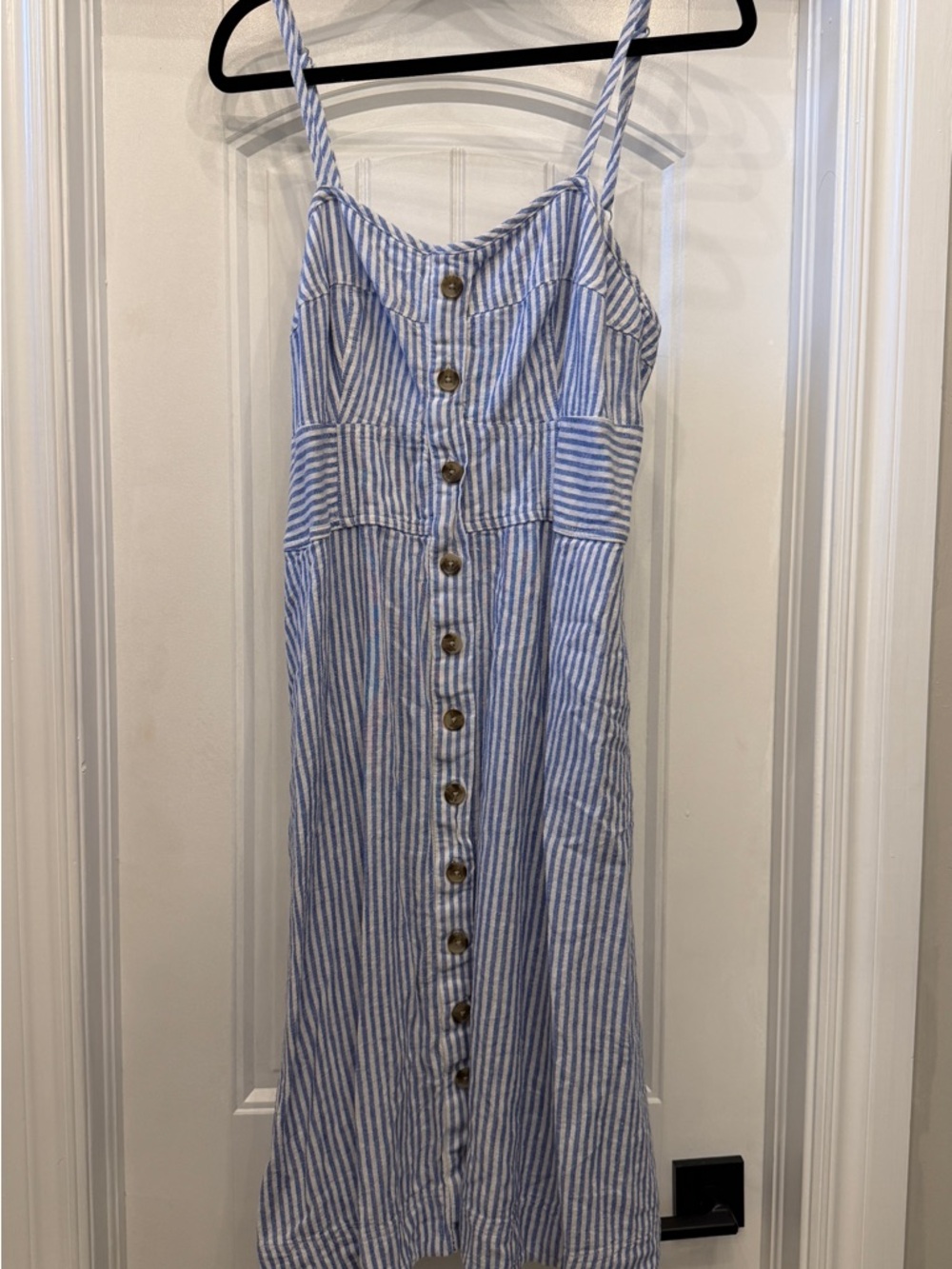 Universal Thread Blue and White Striped Button-Down Midi Dress